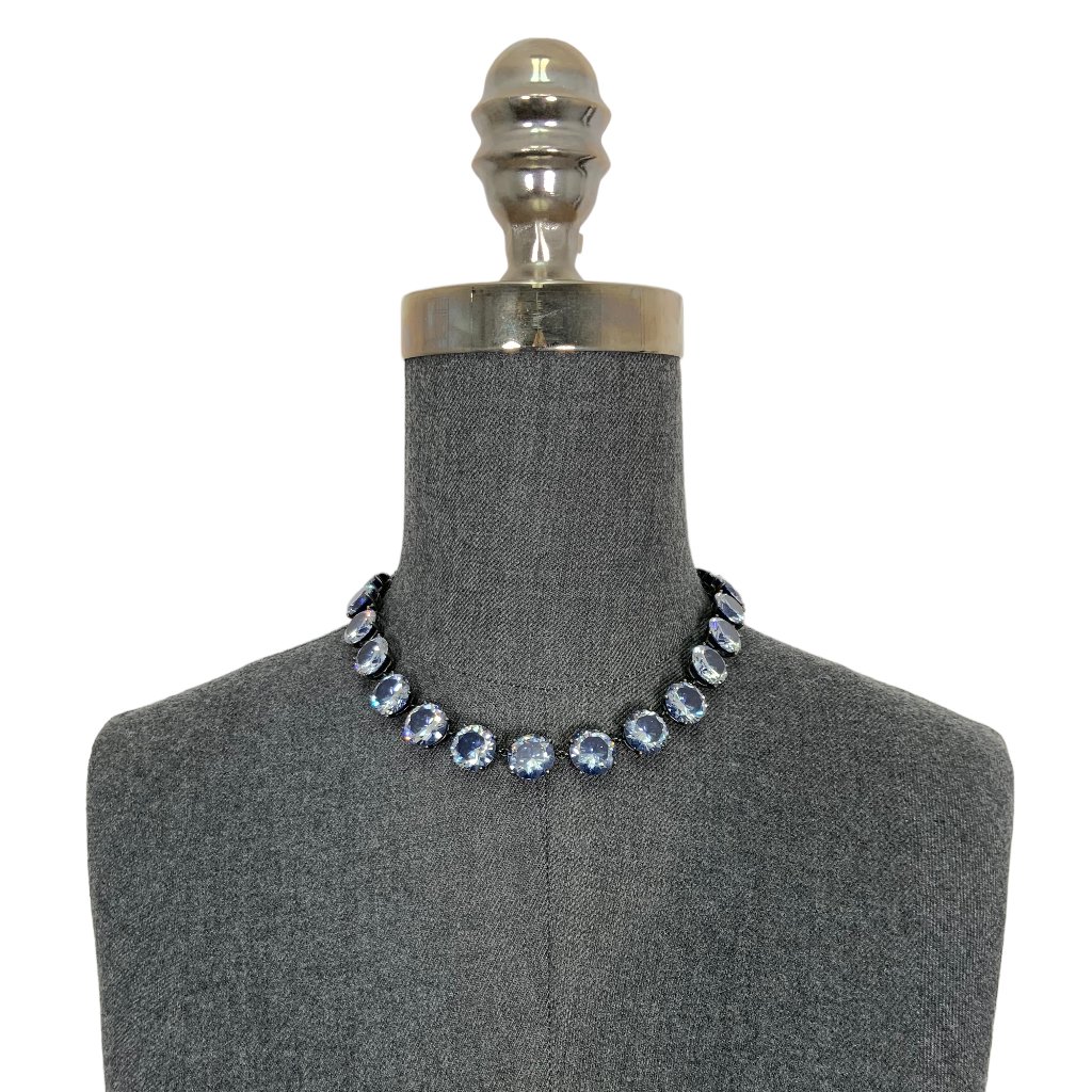 Bottega Veneta Oxidized Sterling Silver Cubic Zirconia Necklace 1395$